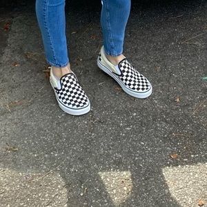 Checkered black and white vans